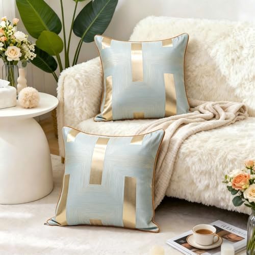 Luxury Geometric Stripe Jacquard Throw Pillow Cover, Polyester