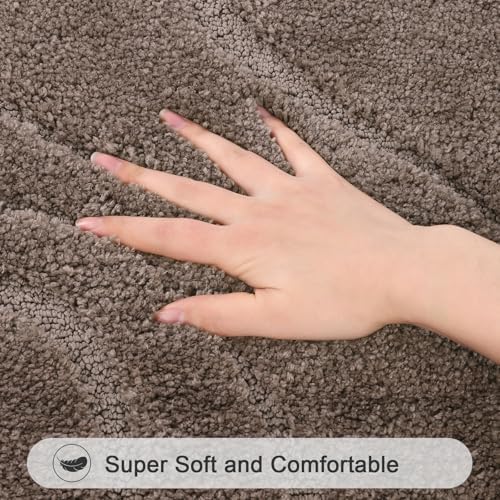 HEBE Bathroom Rugs Set 3 Piece, Soft Bath Mat Set Non Slip Washable