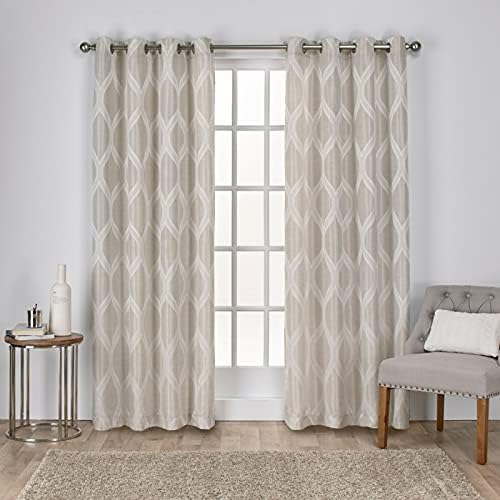 Exclusive Home Montrose Ogee Geometric Textured Beige Grommet Top