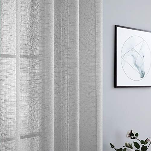 Gray Sheer Curtains 96 Inches Long for Living Room 2 Panels Grommet
