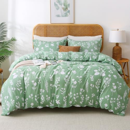 Mooreeke Duvet Cover King Size, 3 PCE Grayish Green Duvet Cover Set