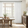 120 Inch Long White Pinch Pleated Linen Curtains 2 Panels Set for