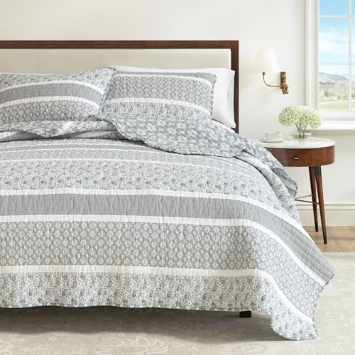 Great Bay Home Striped Quilt Set - 3-Piece King/California King Size