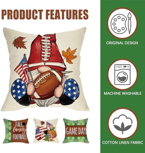 Fahrendom Fall Family Football Decorative Throw Pillow Covers