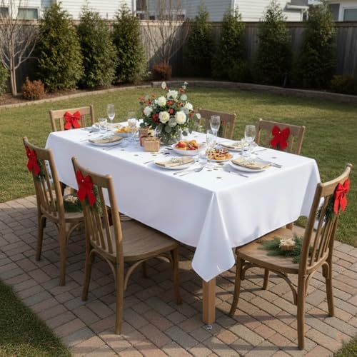 sancua Rectangle Tablecloth, 54 x 108 Inch, White
