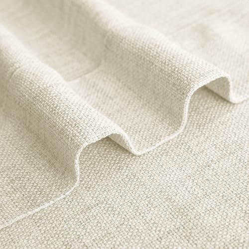 Macochico Light Filtering Linen Curtains 120Wx112L, Beige, 2 Panel Set
