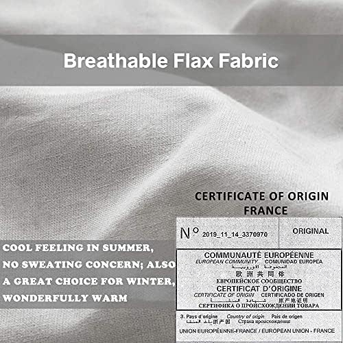 Simple&Opulence 100% French Flax Linen Duvet Cover Set with Embroidery