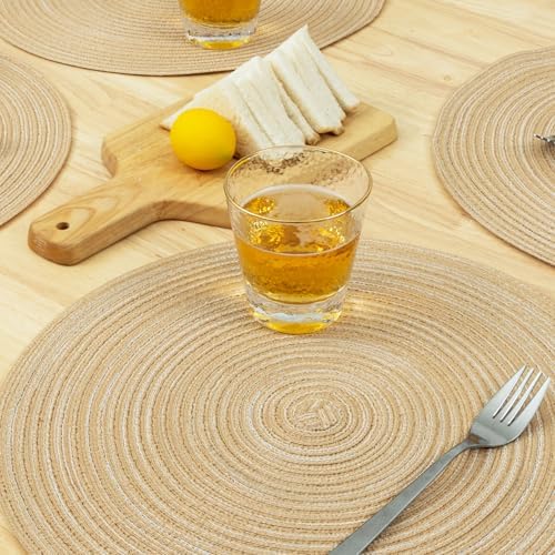 Winknowl Round Braided Placemats Set of 8 Washable Woven Heat