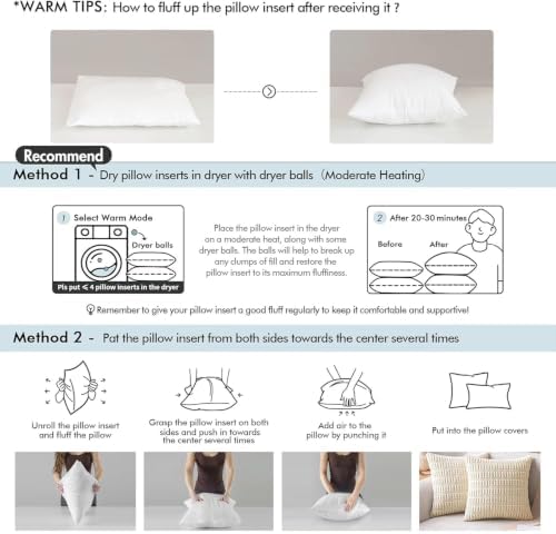 MIULEE Set of 2 Throw Pillow Inserts 18x18 Inches with 100% Virgin