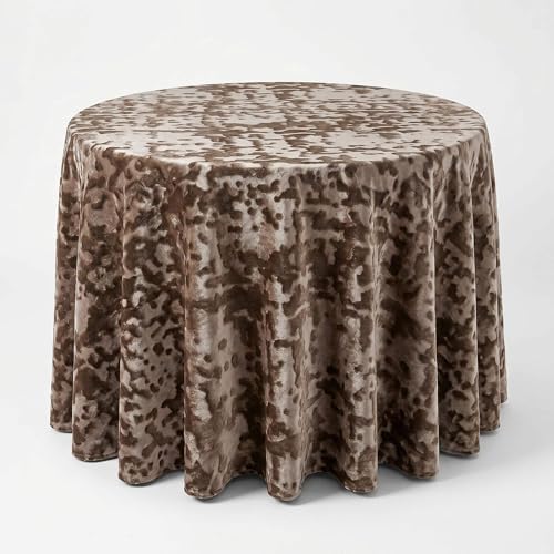 Allendale Taupe Crushed Velvet Wedding Tablecloth, Premium Polyester