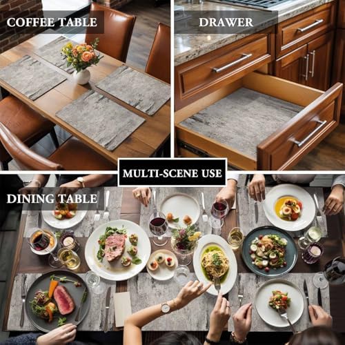 Vintage Grey Mottled Placemats Set of 8 Distressed Rough Surface Wall