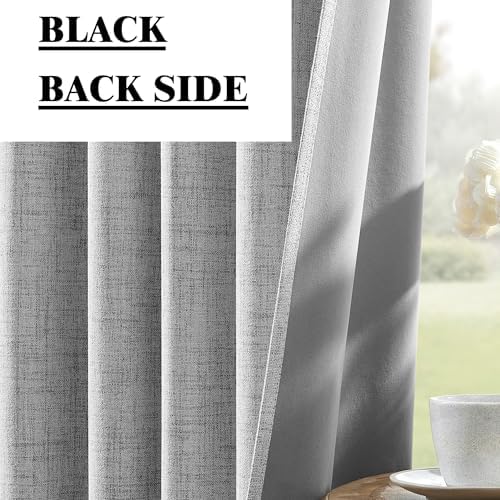 Miss SELETEX Grey Blackout Curtains for Bedroom 100 Percent Light