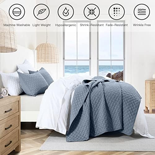 HORIMOTE HOME Quilt King Size Dusty Blue, Lightweight Quilt for Summer