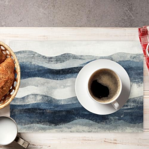 Blue-Gray Placemats Set of 8 - Durable Soft Washable Table