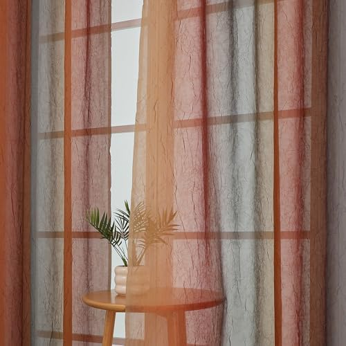OWENIE Ombre Sheer Curtains for Bedroom Living Room 63 Inches Long 2