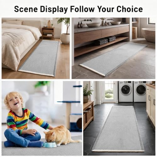 Waffle Bath Mat, 2x6 ft Super Absorbent Bathroom Rug Non Slip Bathroom