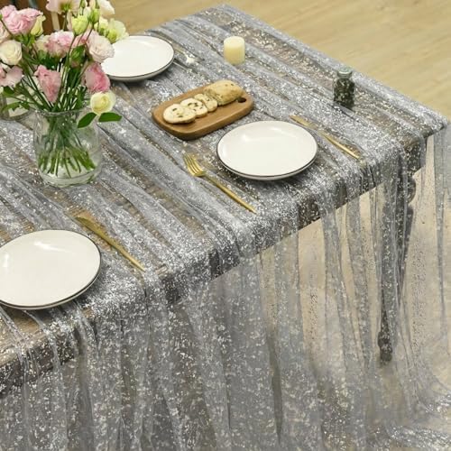 Horaldaily Grey Sliver Tablecloth 60x60 Inch Square