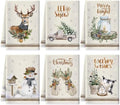 6 Pcs Christmas Dish Towels, Vintage Xmas Kitchen Towels, 16 x 24 Inch