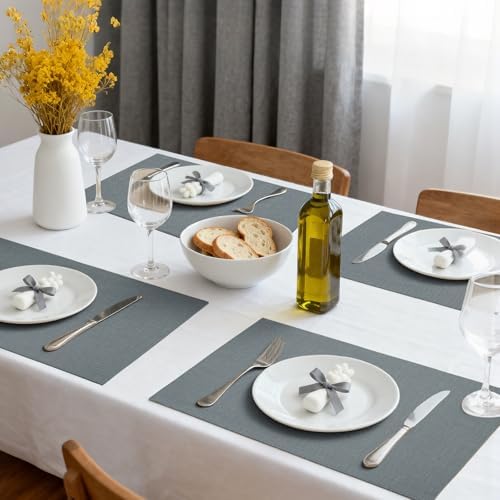 Placemats Set of 6 Linen Type Fabric Cloth Placemats, 18x12 Inch