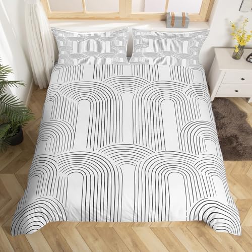 Manfei Modern Geometric Abstract Duvet Cover Set Boho Mid Century