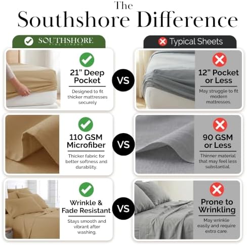 7 Piece 21 Inch Deep Pocket Split King Sheets Set Soft Microfiber