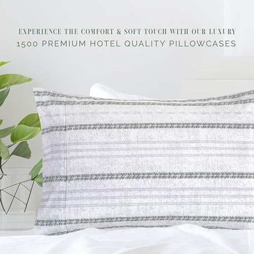 Elegant Comfort Ultra Soft Set of 2 Striped Print Pillowcases - 1500