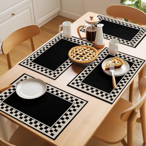 Round Placemats Set of 12 Minimalist Checkered Place Mats Farmhouse