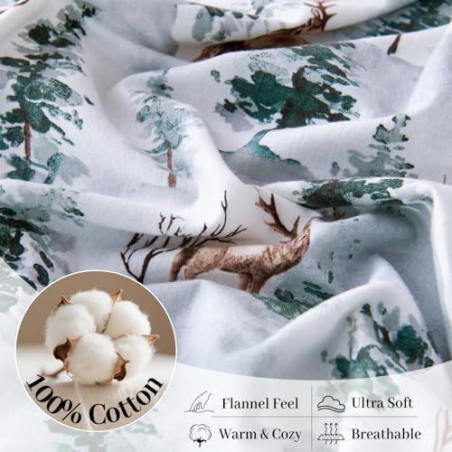 King Printed Flannel Sheet Set, 100% Cotton, 16" Deep, 4-Piece