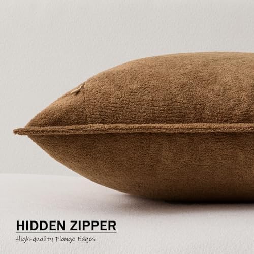 Kevin Textile Soft Waterproof Pillow Covers 18x18 Inch 2 Pack, Brown