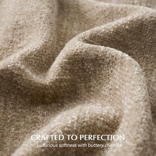 EverGrace Chenille Knit Throw Blanket for Couch, 60"x80", Beige