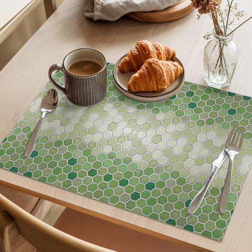 Round Placemats Set of 8 Neutral Honeycomb Place Mats Industrial