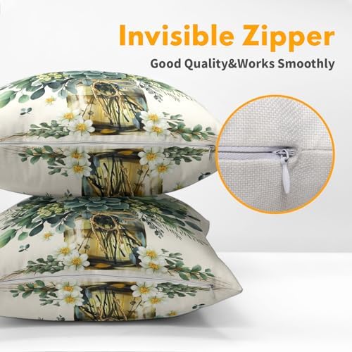 Spring Eucalyptus Leaves Throw Pillow Covers 22X22 Inches Set of 2