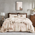 Wonderful - 3 Pieces Faux Rabbit Fur Comforter Set King Size, Beige