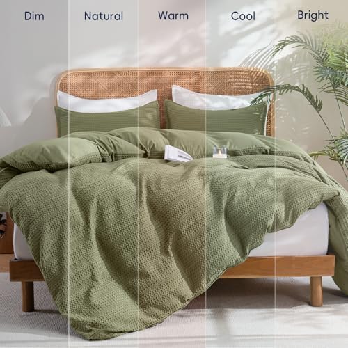 PHF Ultra Soft Waffle Weave Duvet Cover King Size 3 Pieces - 3D