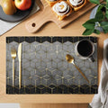 Gray Mottled Gradient Geometric Placemats Set of 6 Washable Table Mats