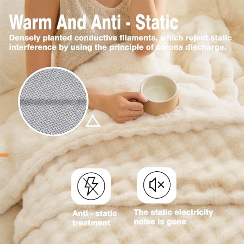 Faux Fur Throw Blanket, Double - Sided Fluffy Throw Blanket for Sofa