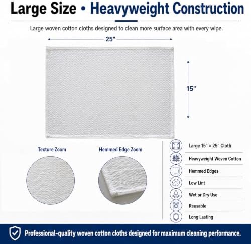 New Heavy-Duty White Cotton Cleaning Cloths, 15" x 25", 50 lb Box