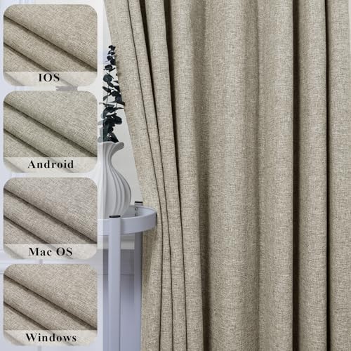 Fcosie Pinch Pleated Curtains for Traverse Rod, Back Tab 100% Blackout