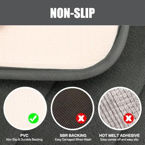 3 Piece Velvet Memory Foam Bathroom Rug Set, Extra Soft Water