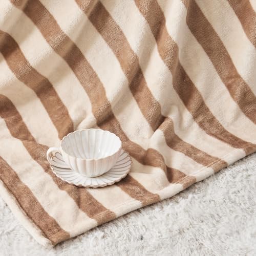 FY FIBER HOUSE Striped Flannel King Blanket - Soft Cozy Striped