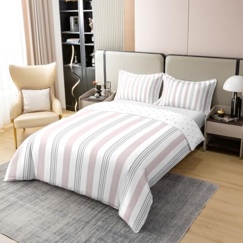 Feelyou Gray Stripes Duvet Cover 100% Cotton King Size Boys Girls