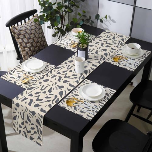 Gray Beige Table Runner and Placemats for Dining Tables,Burlap Coffee
