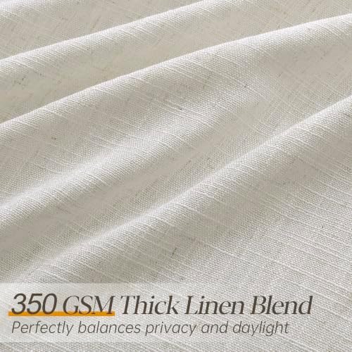 Pinch Pleated Curtains 120 Inches Long Semi Sheer 2 Panels Linen Beige