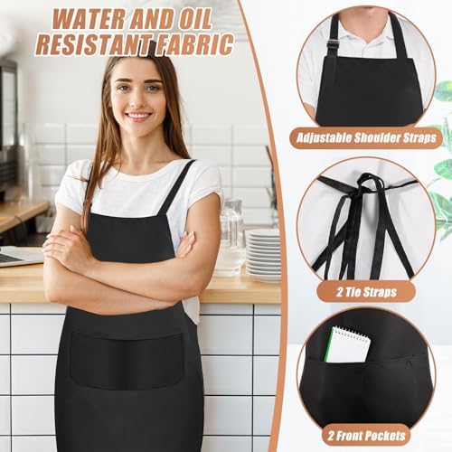 24Pcs Bib Apron with 2 Pockets,Adjustable Bib Aprons,Water Oil