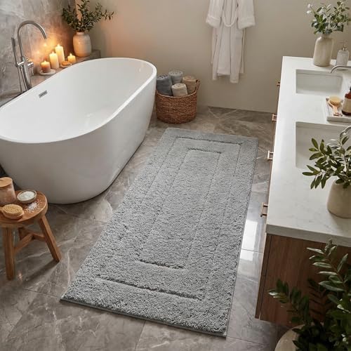 GRANNY SAYS Gray Bathroom Runner Rug 59" x 24", Soft Microfiber Bath