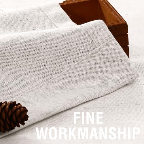 H.VERSAILTEX Light Filtering Linen Curtains 63 Inch Bedroom, Natural