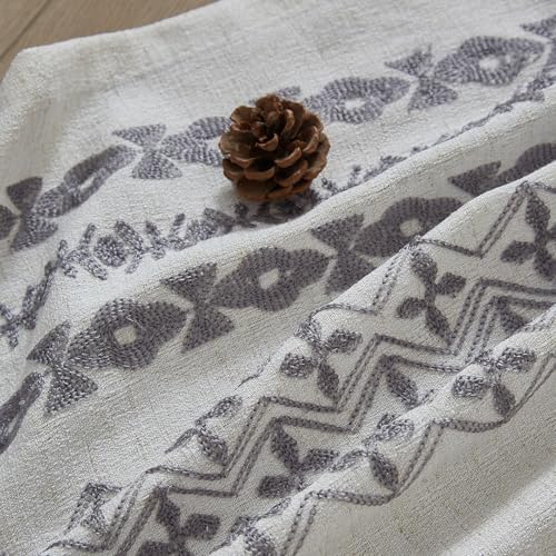 Boho Curtains for Bedroom 63 Inch Length Beige Linen Curtains for