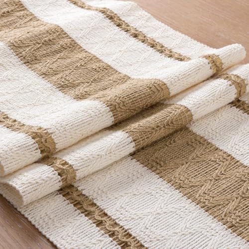 Table Runner Tassel Cotton Linen Pattern Bohemian Beige Color 12*108