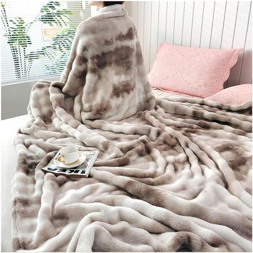 Soft Luxury Faux Fur Bubble Blanket, Thick Warm Cozy Throw Blanket for