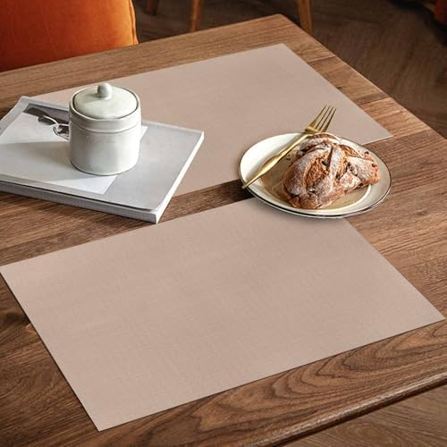 Placemats Set of 8, Beige Woven Placemat, Linen Place Mats for